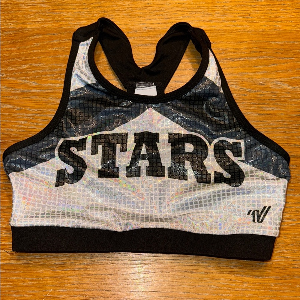 Varsity Shooting Stars Black and Silver Kids Tank Top